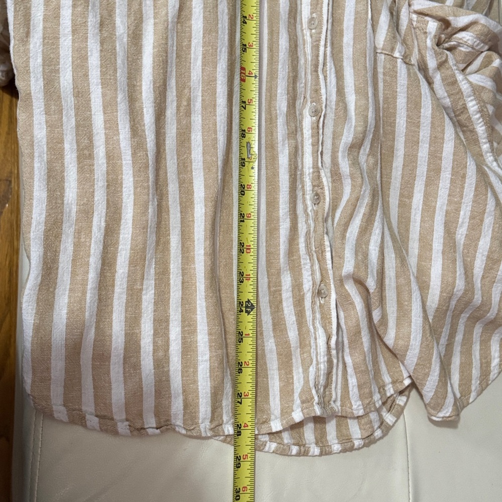 Wmns Universal Thread Linen/Rayon Blend Button Up Shirt-Sz XL-Tan/White Stripes - Picture 16 of 16